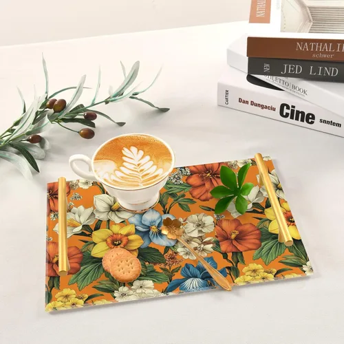 Vista 5 de Flowers Daffodils Snapdragon Iris Orange Tray for Bathroom Paper Towel Tray Desk Drawer Organizer for Sink
