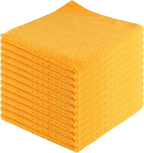 Vista 24 de Toallas de limpieza de microfibra, paquete de 12, 16 x 16 pulgadas, multiusos, más suaves, altamente absorbentes, sin pelusas, reutilizables, Negro