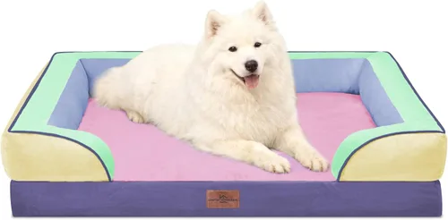 Vista 218 de Comfort Expression Cama ortopédica para perros extra grandes de 45 x 35 pulgadas, cama para mascotas XL de espuma tipo caja de huevos impermeable