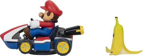 Vista 3 de Vehículo Mario Kart Mario Racer Super Mario Spin Out con 360 giros, ¡arranca y anda! Incluye una figura de acción Mario de 2.5