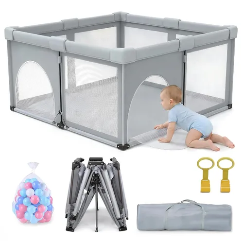 Corralito plegable para bebés, corralito portátil de 50 x 50 pulgadas, corralito plegable para bebés y niños pequeños, área de juego de valla para