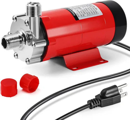 Vista 9 de MRbrew Bomba de mosto de acero inoxidable para transferencia de mosto, bomba de cerveza magnética con cabezal de rosca NPT de 1/2 pulgada