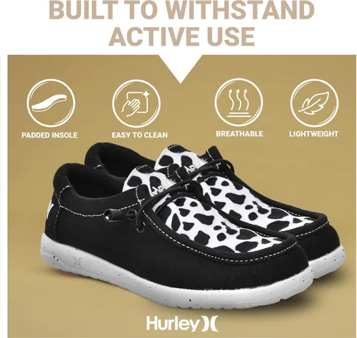 Vista 5 de Hurley Melky - Zapatos de lona para niños y niñas, mocasines con cordones