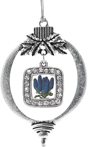 Vista 181 de Inspired Silver - Adorno de flor de iris - Adornos navideños con dije cuadrado de plata con joyas de circonita cúbica