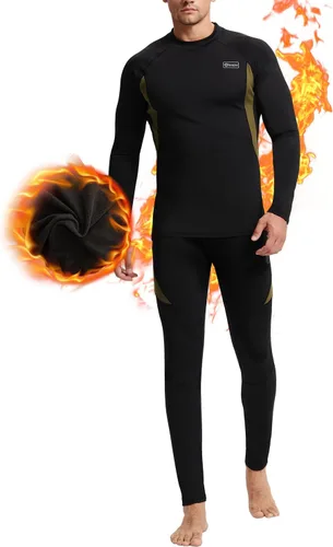 Vista 8 de CL convallaria Conjunto de ropa interior térmica para hombre con bragueta, capa base larga para invierno, equipo de caza, parte superior e inferior