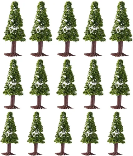 Vista 2 de 15 Pcs Miniature Pine Sisal Trees Mini Christmas Trees Dark Green Tabletop Trees for Holiday Party Christmas Home