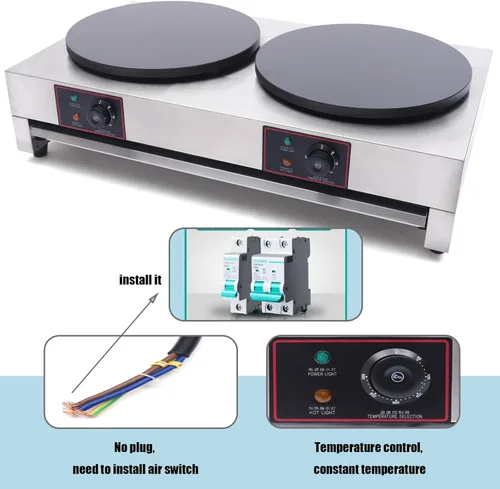 Vista 2 de Máquina eléctrica comercial de 16 pulgadas para hornear panqueques, sartén eléctrica antiadherente, placa de cocción individual, temperatura
