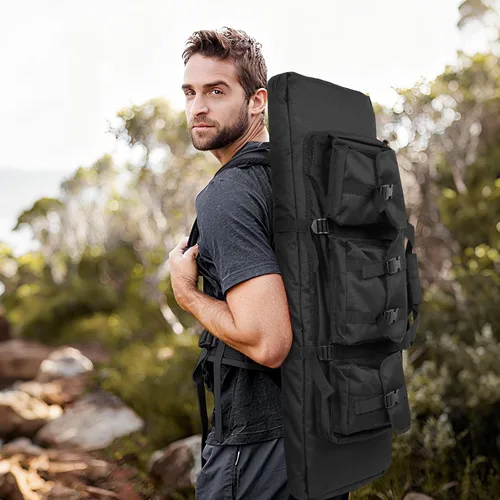 Vista 6 de Single Rifle Case Bag, Tactical Padded Soft Gun Case w/MOLLE System, Wide Interior Fits Scoped Rifles, Adjustable Sling, Dual Zipper for Hunting &