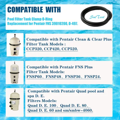 Vista 3 de 39010200 Junta Tórica de Abrazadera de Tanque de Repuesto para Filtro D.E. de Piscina y Spa, Repuesto para Pentair (CCP 520/420/320) Clean & Clear