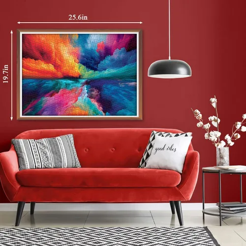 Vista 3 de Rompecabezas imposible para adultos de 1000 piezas, rompecabezas difíciles y difíciles para adultos, pintura de arcoíris, rompecabezas coloridos