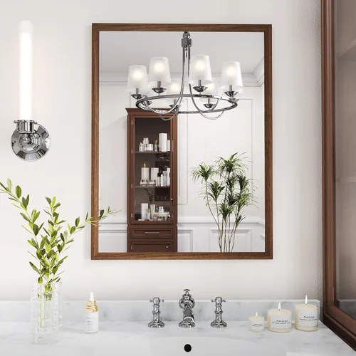 Vista 80 de WEER - Espejo de baño negro para tocador de 20x28 pulgadas, espejo con marco de metal negro mate y forma de rectángulo redondeado para sobre