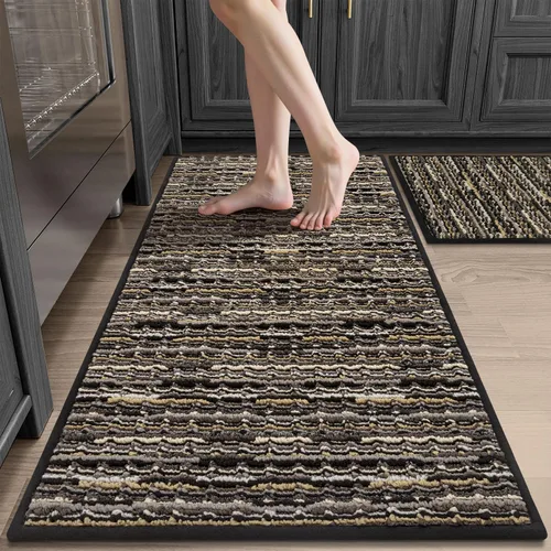 Juegos de 2 alfombras de cocina antideslizantes para el piso, gruesas, resistentes a las manchas, vintage, alfombra tipo pasillo para piso de cocina