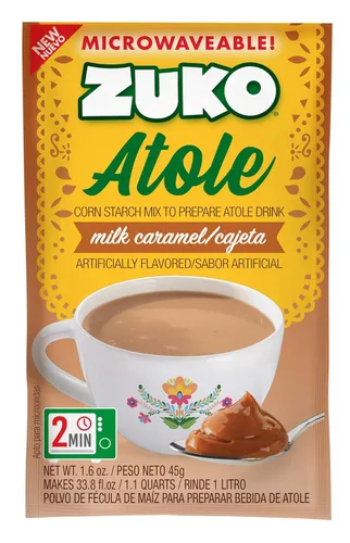 Vista 8 de Zuko Atole Vanilla - Mezcla instantánea de almidón de maíz Fortificada con vitaminas Solo tienes que añadir agua caliente Apto para microondas