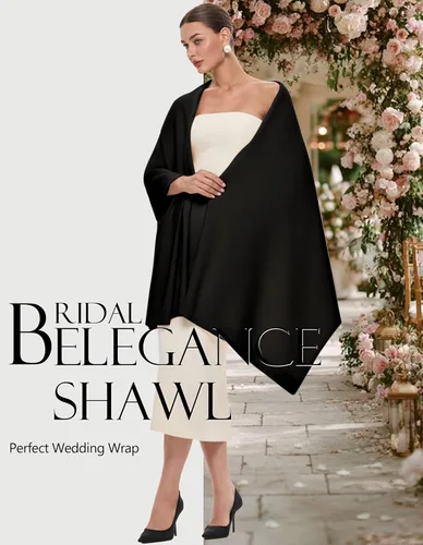Vista 2 de PULI Bufanda y chal tipo pashmina para mujer, accesorio para vestido de noche, gran bufanda manta larga, chal para boda nupcial de invierno