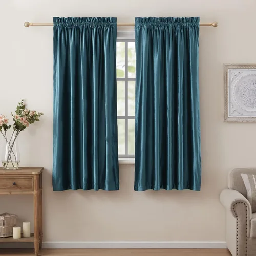 Vista 15 de Cortinas dorado oscuro de 108" para sala de estar, cortinas opacas de terciopelo con bolsillo para barra, para ventana, tratamiento de semi