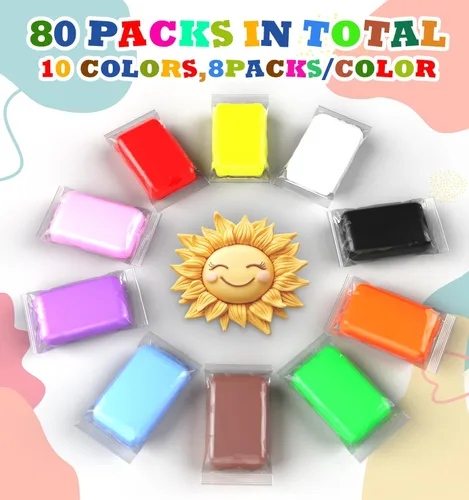 Vista 2 de Arcilla de secado al aire, 80 paquetes de arcilla de espuma seca al aire para niños, arcilla moldeable súper ligera, perfecta para artes