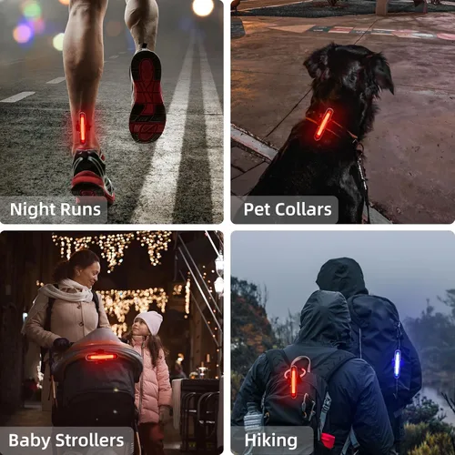 Vista 6 de Canway Luz Trasera de Bicicleta Roja/Azul, Luz Trasera de Bicicleta Recargable 168 Lúmenes Luz Trasera de Bicicleta Batería USB C 500mAh 5 Modos