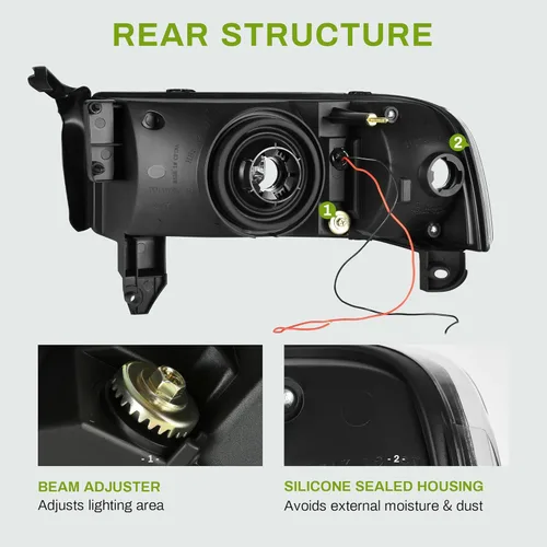 Vista 3 de AUTOSAVER88 Conjunto de faro DRL Compatible con Dodge Ram 1500 1994-01/1994 1995 1996 1997 1998 1999 2000 2001 2002 Dodge Ram 2500 3500 (con DRL)