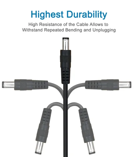 Vista 3 de Cable de extensión de alimentación CC de 12 V, 5.5 mm x 2.1 mm, cable de extensión de 6 pies para cámara de seguridad CCTV IP, cable DC macho a