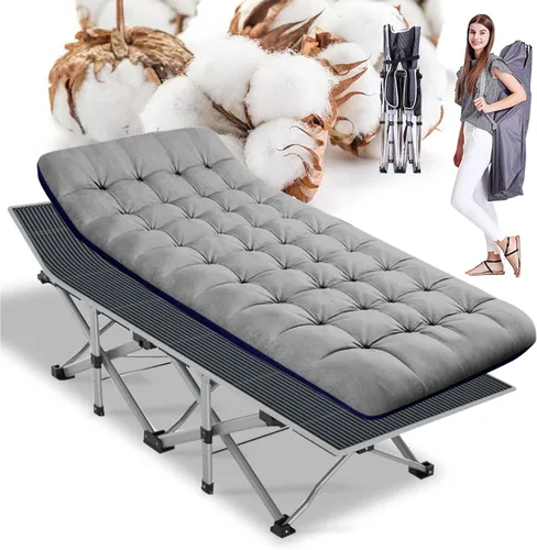 Vista 10 de ABORON Catre de campamento para adultos de 28" extra ancho, resistente 1200D Oxford para dormir, cama de campamento plegable portátil con colchoneta