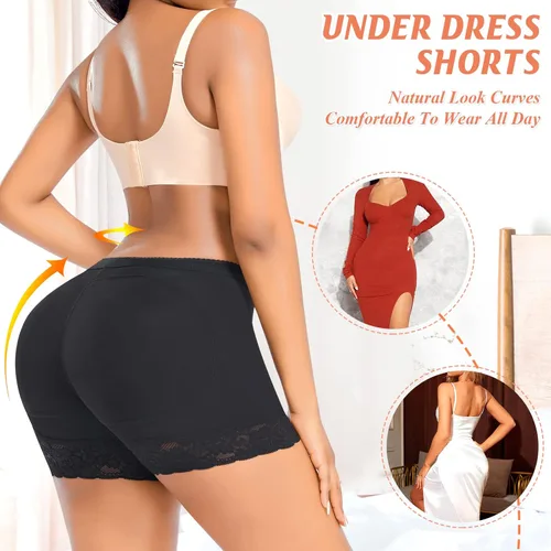 Vista 5 de DERCA Bragas para levantar los glúteos para mujer, ropa interior acolchada sin costuras, almohadillas para glúteos, realzador de cadera, pantalones