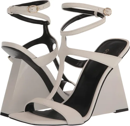 Vista 7 de Guess Sandalia de tacón Bacio3 para mujer, patente blanca, talla 9
