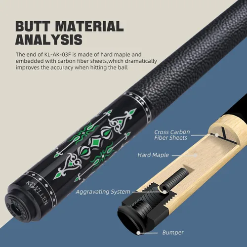 Vista 104 de KONLLEN Carbon Fiber Pool Cue Stick 58-inch Professional Pool Sticks Low Deflection Pool Cue for Adults Ultra-Smooth Billiard Cues with 12.5mm Tip