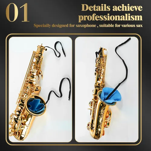 Vista 2 de Hisopo de limpieza de hisopo de saxofón para tubo interior Herramienta de cuidado de limpieza para saxofón/saxofón recto/bari