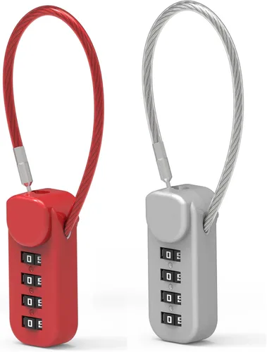 Vista 9 de Candado de combinación pequeña, candados de cable con combinación, candados para casillero, cerradura de cable combinada para equipaje, maleta