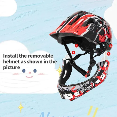 Vista 5 de ONTYZZ Casco de bicicleta para niños, casco de seguridad ajustable de cara completa, ligero, casco de bicicleta de montaña para patinaje, ciclismo