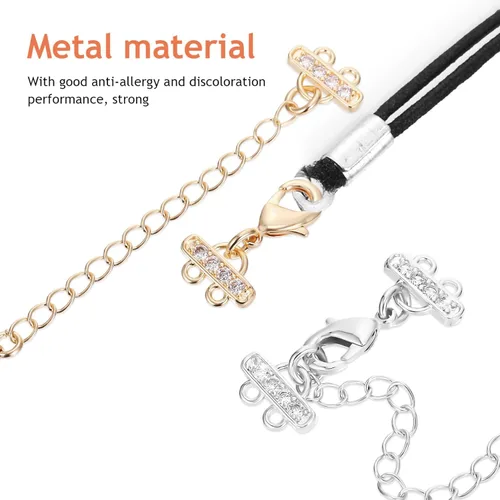 Vista 5 de SEWACC Cierre de capas de collar, 10 piezas, múltiples hebras, conector de collar con cierres de langosta para fabricación de joyas de bricolaje