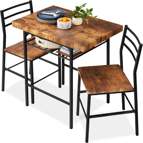 Vista 11 de Best Choice Products Juego de comedor moderno de 3 piezas, juego de comedor compacto para cocina, comedor, espacio pequeño con estructura de acero