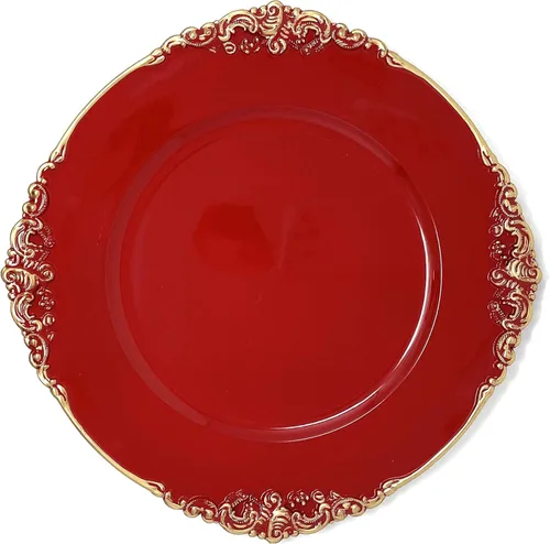 Vista 34 de allgala Paquete de 6 placas de carga redondas de plástico de alta calidad de 13 pulgadas, color verde arrecife, HD80335