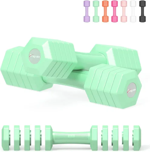 Vista 12 de Juego de mancuernas ajustables, juego de pesas de mano 4 en 1 para mujeres y hombres, un par de mancuernas de 10 libras cada uno de 2 libras, 3