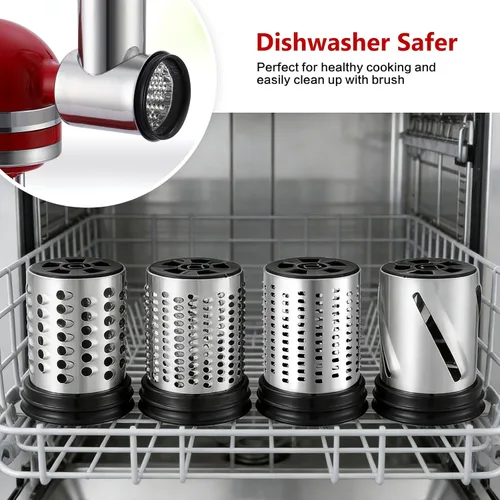 Vista 6 de Trituradora de acero inoxidable y rallador de queso para batidora de pie Kitchenaid, accesorios para rebanadora de verduras para Kitchenaid, máquina