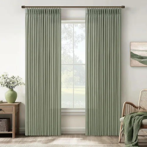 Vista 15 de TWODRAPES Cortinas de Lino Plisadas con Pinza Beige Blancas de 54 Pulgadas de Largo 2 Paneles para Comedor Cocina Dormitorio Plisadas Semi
