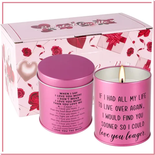 Vista 5 de Paquete de 2 velas de regalo para el día de San Valentín para mujeres, velas de cera de soja para el día de San Valentín, cumpleaños, regalos
