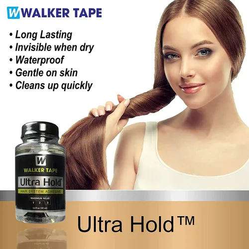Vista 2 de Walker Tape Ultra Hold Sistema de Cabello Adhesivo 3.4oz y 4oz C22 Citrus Solvente Peluca Removedor de Pegamento con Protector de Cepillos Paquete