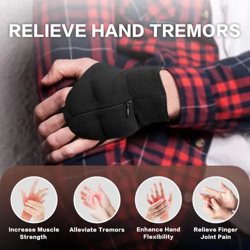 Vista 3 de Weighted Gloves for Tremors-Adjustable Hand Gloves Stability Aid for Parkinson's Hand Tremors, Enhanced Grip & Writing Support for Elderly