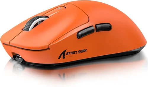 ATTACK SHARK X3 Mouse Inalámbrico para Juegos, Mouse Ergonómico para Computadora de 1.73 oz, Triple Modo Sensor Óptico PAW3395 de 26K DPI, Duración