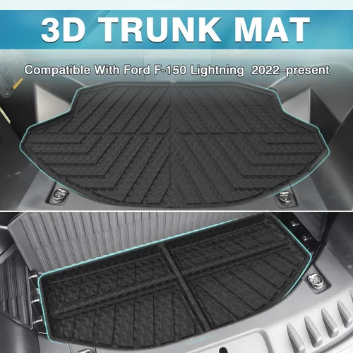 Vista 2 de Mixsuper Liner Frunk - Alfombrilla para maletero para Ford F-150 Lightning 2022-2025, accesorios para todo tipo de clima, alfombrillas