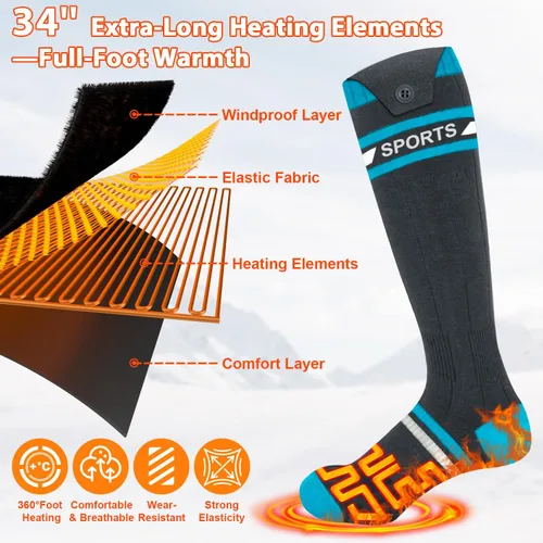 Vista 10 de 8000mAh*2 Heated Socks for Men Women with App Control,Large-Capacity Rechargeable Battery,360°Heating Warming,Electric Winter Socks,Foot Sole