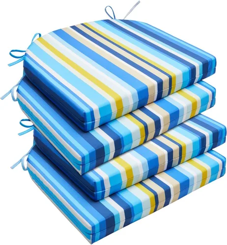 Vista 8 de downluxe - Juego de 2 cojines impermeables para sillas de exterior y muebles de patio, con correas, de espuma de alta densidad, para asiento al aire