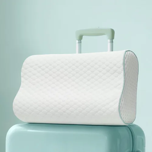 Releep Almohada cervical de espuma viscoelástica para aliviar el dolor, contorno ajustable (4 alturas), portátil y lavable, almohada de viaje para