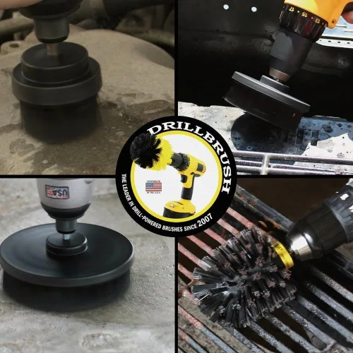 Vista 2 de Drillbrush Kit de limpieza para parrilla de barbacoa, cepillo seguro de nailon para parrilla, juego de cepillos de taladro, accesorios de limpieza