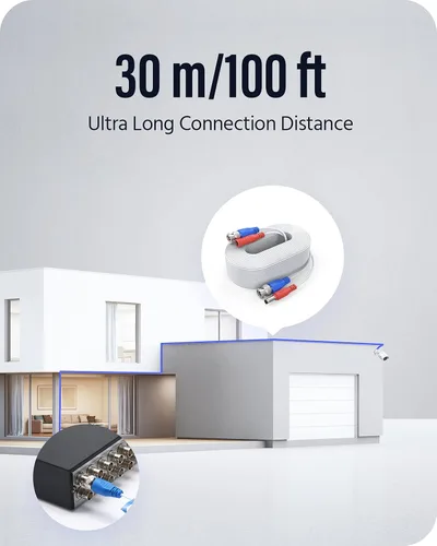 Vista 5 de ANNKE Cable de cámara de seguridad (6) cables de alimentación de video BNC todo en uno de 30 M/100 pies, cable de extensión BNC para cámara CCTV DVR