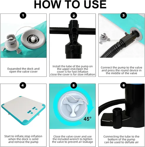 Vista 7 de Muelle flotante inflable Plataforma de muelle flotante balsa de isla con superficie antideslizante para piscina, playa, océano