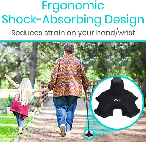 Vista 8 de Vive Punta de Bastón - Base Cuádruple Autoportante de Repuesto para la Mayoría de Bastones para Caminar, Bastones para Caminar, Bastones Plegables