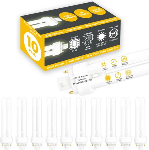 Vista 22 de GoodBulb Bombillas CFL de 13 W, base GX23 de 2 pines, 2700 K, blanco suave, 13 W, alto rendimiento, 800 lúmenes, bombillas fluorescentes compactas