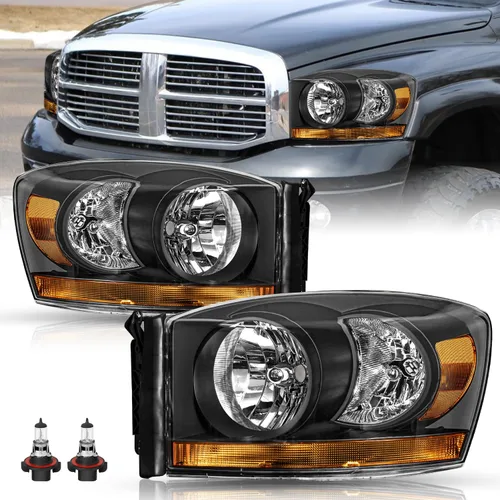 Vista 11 de TUSDAR Juego de Ensamblaje de Faros Compatible con Dodge Ram 1500 2006-2008/Dodge Ram 2500/3500 2006-2009 Pickup Lado del Conductor y Pasajero